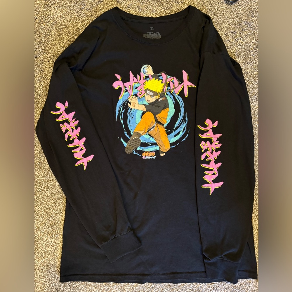 Naruto Shippudem Mens Black long sleeve tshirt.  Size Large